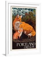 Portland, Oregon - Fox and Kit-Lantern Press-Framed Art Print