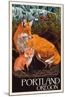 Portland, Oregon - Fox and Kit-Lantern Press-Mounted Art Print