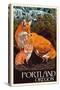 Portland, Oregon - Fox and Kit-Lantern Press-Stretched Canvas