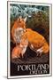 Portland, Oregon - Fox and Kit-Lantern Press-Mounted Premium Giclee Print