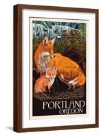 Portland, Oregon - Fox and Kit-Lantern Press-Framed Art Print