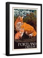 Portland, Oregon - Fox and Kit-Lantern Press-Framed Art Print