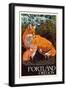 Portland, Oregon - Fox and Kit-Lantern Press-Framed Art Print