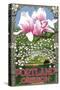 Portland, Oregon - Garden and Magnolia Scene-Lantern Press-Stretched Canvas