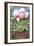 Portland, Oregon - Garden and Magnolia Scene-Lantern Press-Framed Art Print