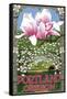 Portland, Oregon - Garden and Magnolia Scene-Lantern Press-Framed Stretched Canvas