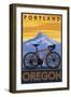 Portland, Oregon, Mountain Bike Scene-Lantern Press-Framed Art Print