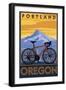 Portland, Oregon, Mountain Bike Scene-Lantern Press-Framed Art Print