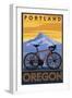 Portland, Oregon, Mountain Bike Scene-Lantern Press-Framed Art Print