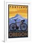 Portland, Oregon, Mountain Bike Scene-Lantern Press-Framed Art Print