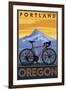 Portland, Oregon, Mountain Bike Scene-Lantern Press-Framed Art Print