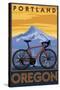 Portland, Oregon, Mountain Bike Scene-Lantern Press-Stretched Canvas