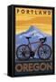 Portland, Oregon, Mountain Bike Scene-Lantern Press-Framed Stretched Canvas