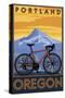 Portland, Oregon, Mountain Bike Scene-Lantern Press-Stretched Canvas