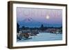 Portland, Oregon - Mt. Hood with Purple Sky and Water-Lantern Press-Framed Art Print