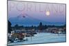 Portland, Oregon - Mt. Hood with Purple Sky and Water-Lantern Press-Mounted Art Print