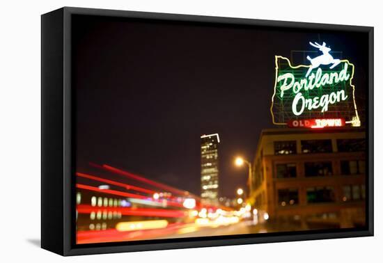Portland, Oregon - Neon Sign-Lantern Press-Framed Stretched Canvas