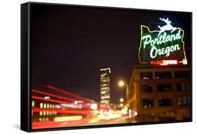 Portland, Oregon - Neon Sign-Lantern Press-Framed Stretched Canvas