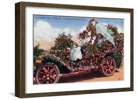 Portland, Oregon - Rose City Festival Decorated Auto with Ladies-Lantern Press-Framed Art Print