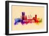 Portland, Oregon - Skyline Abstract-Lantern Press-Framed Art Print