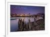 Portland, Oregon - Skyline and Sunrise-Lantern Press-Framed Art Print