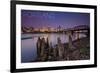 Portland, Oregon - Skyline and Sunrise-Lantern Press-Framed Art Print