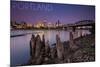 Portland, Oregon - Skyline and Sunrise-Lantern Press-Mounted Art Print