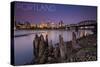 Portland, Oregon - Skyline and Sunrise-Lantern Press-Stretched Canvas