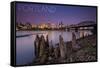 Portland, Oregon - Skyline and Sunrise-Lantern Press-Framed Stretched Canvas