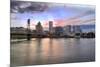 Portland Oregon Skyline at Sunset-jpldesigns-Mounted Photographic Print