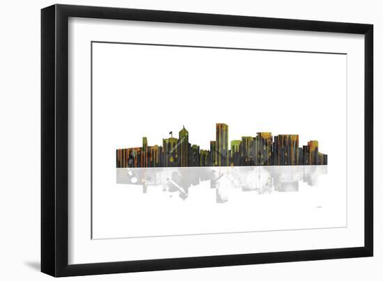 Portland Oregon Skyline BW 1-Marlene Watson-Framed Giclee Print