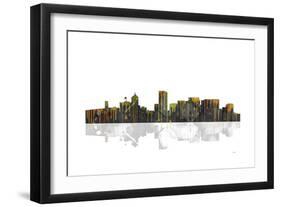 Portland Oregon Skyline BW 1-Marlene Watson-Framed Giclee Print
