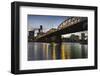 Portland Oregon Skyline under Hawthorne Bridge-jpldesigns-Framed Photographic Print