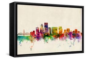Portland Oregon Skyline-Michael Tompsett-Framed Stretched Canvas