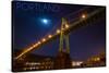 Portland, Oregon - St. Johns Bridge and Moon-Lantern Press-Stretched Canvas