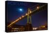 Portland, Oregon - St. Johns Bridge and Moon-Lantern Press-Stretched Canvas