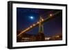 Portland, Oregon - St. Johns Bridge and Moon-Lantern Press-Framed Art Print