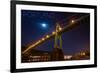 Portland, Oregon - St. Johns Bridge and Moon-Lantern Press-Framed Art Print