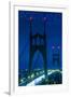 Portland, Oregon - St. Johns Bridge Night-Lantern Press-Framed Art Print