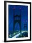 Portland, Oregon - St. Johns Bridge Night-Lantern Press-Framed Art Print