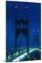 Portland, Oregon - St. Johns Bridge Night-Lantern Press-Mounted Art Print