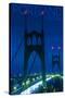 Portland, Oregon - St. Johns Bridge Night-Lantern Press-Stretched Canvas