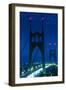 Portland, Oregon - St. Johns Bridge Night-Lantern Press-Framed Art Print