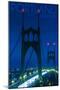 Portland, Oregon - St. Johns Bridge Night-Lantern Press-Mounted Art Print