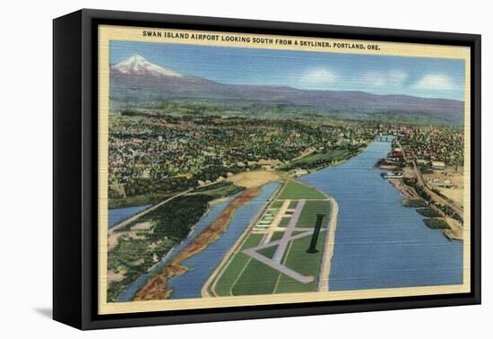 Portland, Oregon - Swan Island Airport Looking South from Air-Lantern Press-Framed Stretched Canvas