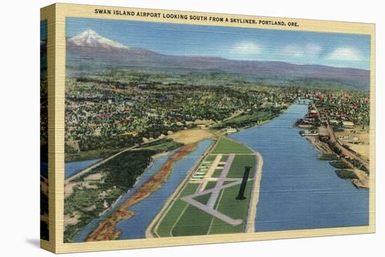 Portland, Oregon - Swan Island Airport Looking South from Air-Lantern Press-Stretched Canvas