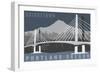 Portland, Oregon - Tilikum Crossing Bridge - Bridgetown-Lantern Press-Framed Art Print