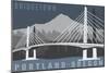 Portland, Oregon - Tilikum Crossing Bridge - Bridgetown-Lantern Press-Mounted Art Print