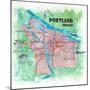 Portland Oregon Travel Poster Favorite Map Touristic Highlights-M. Bleichner-Mounted Art Print