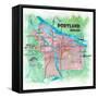 Portland Oregon Travel Poster Favorite Map Touristic Highlights-M. Bleichner-Framed Stretched Canvas